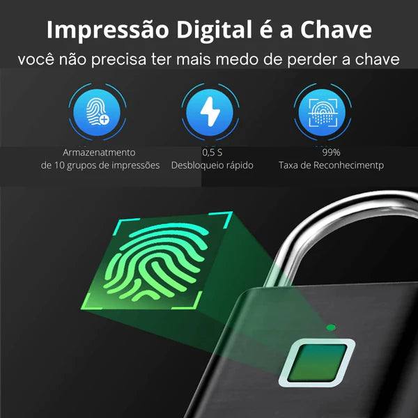 Cadeado Inteligente Biométrico - Loja Marviva