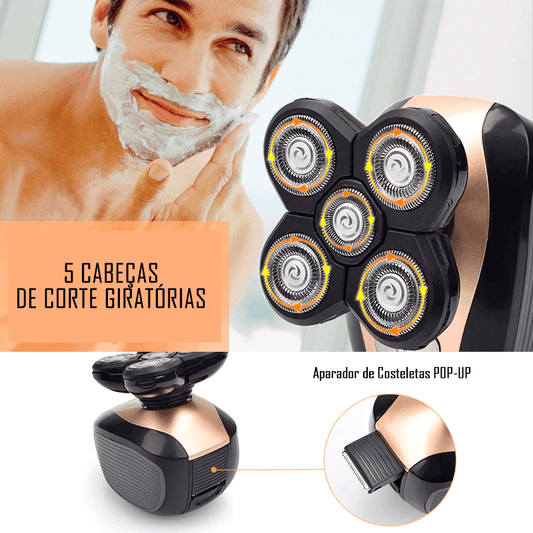 Máquina de Barbear e Aparar Elétrica 5 em 1 - Loja Marviva